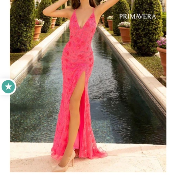 PRIMAVERA HOT PINK PROM DRESS - Picture 3 of 4